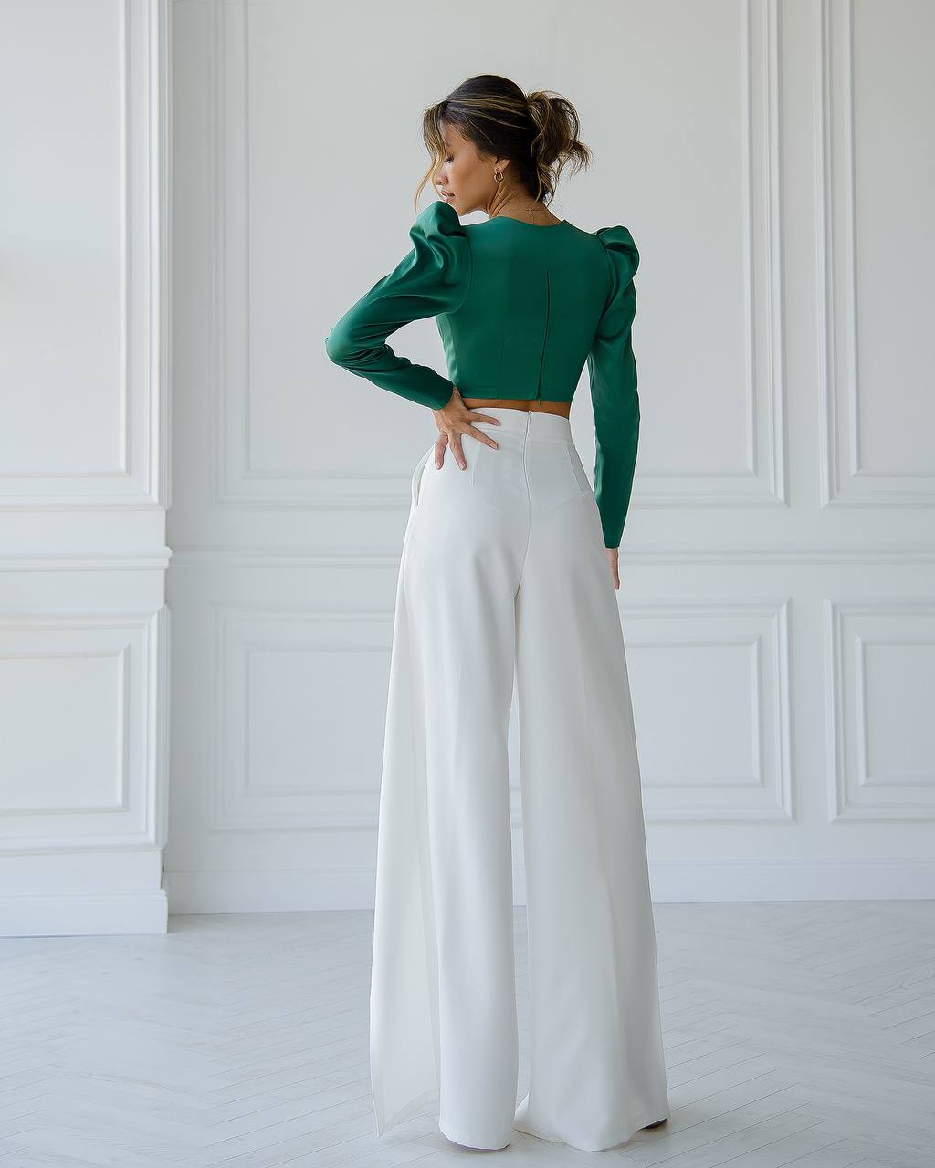 Elegant Women Wide Leg Pants with Slit, Casual Women Pants