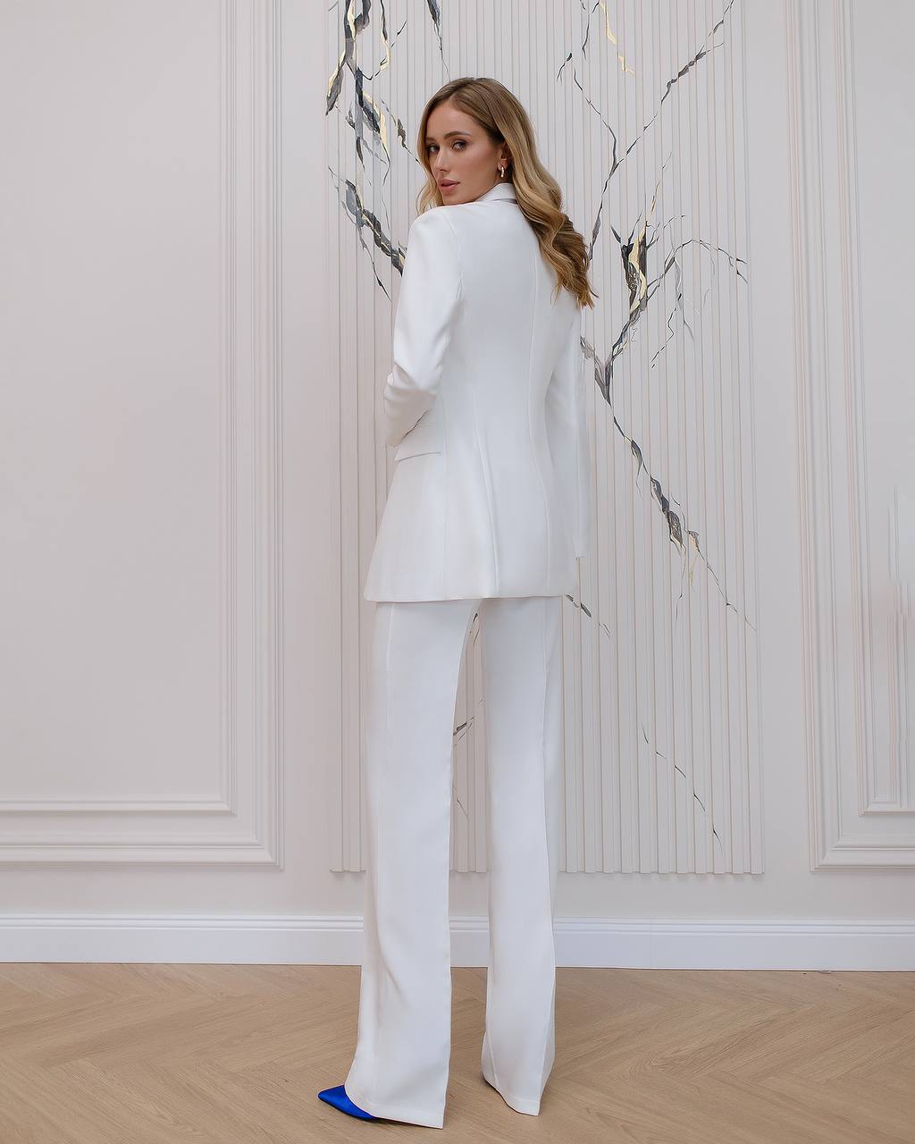 White Three Piece Formal Pantsuit