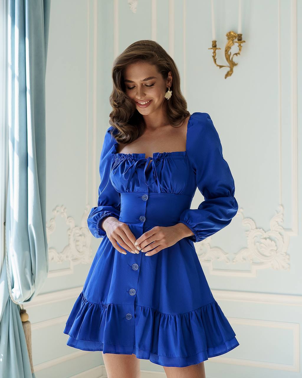 Adorable Long Sleeve Mini Dress with Ruffles