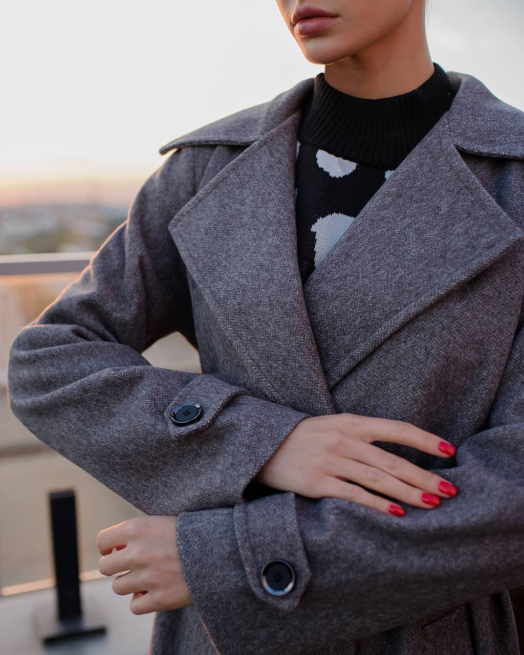 Gray Wrap Wool Coat with Belt