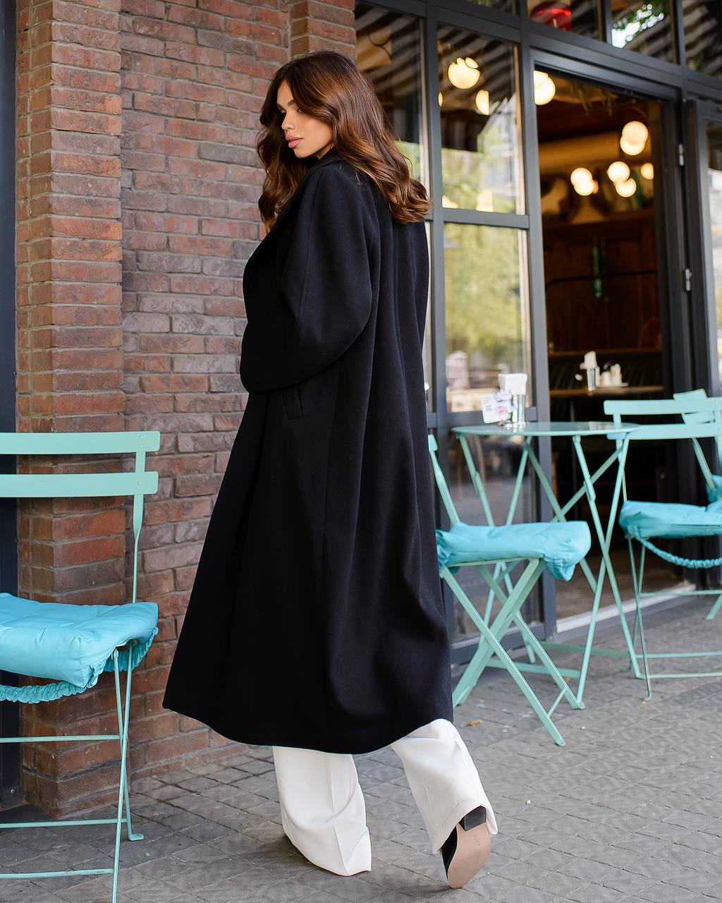 Black Elegant Wrap Wool Coat