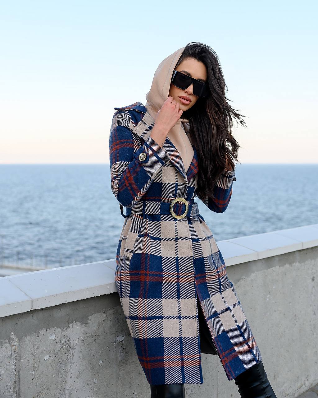 Relaxed Fit Checked Coat for Autumn