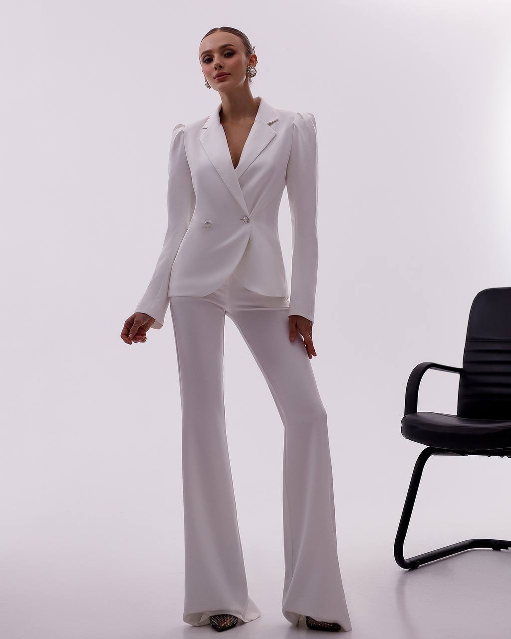 Two Piece Suit|Single Breasted Blazer+Bell Bottoms