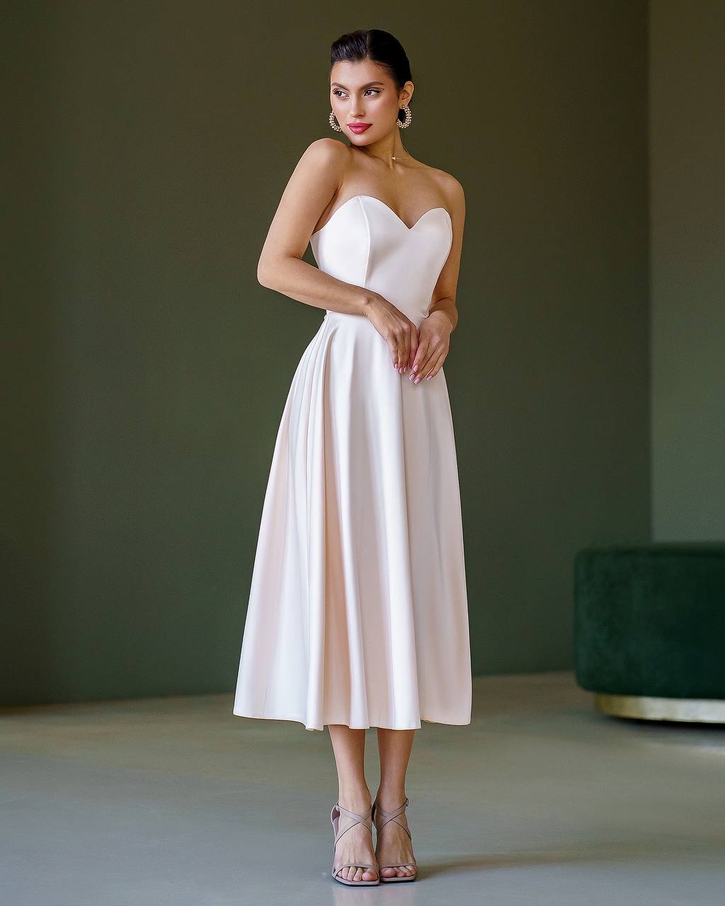 Pearl Satin Corset Midi Dress