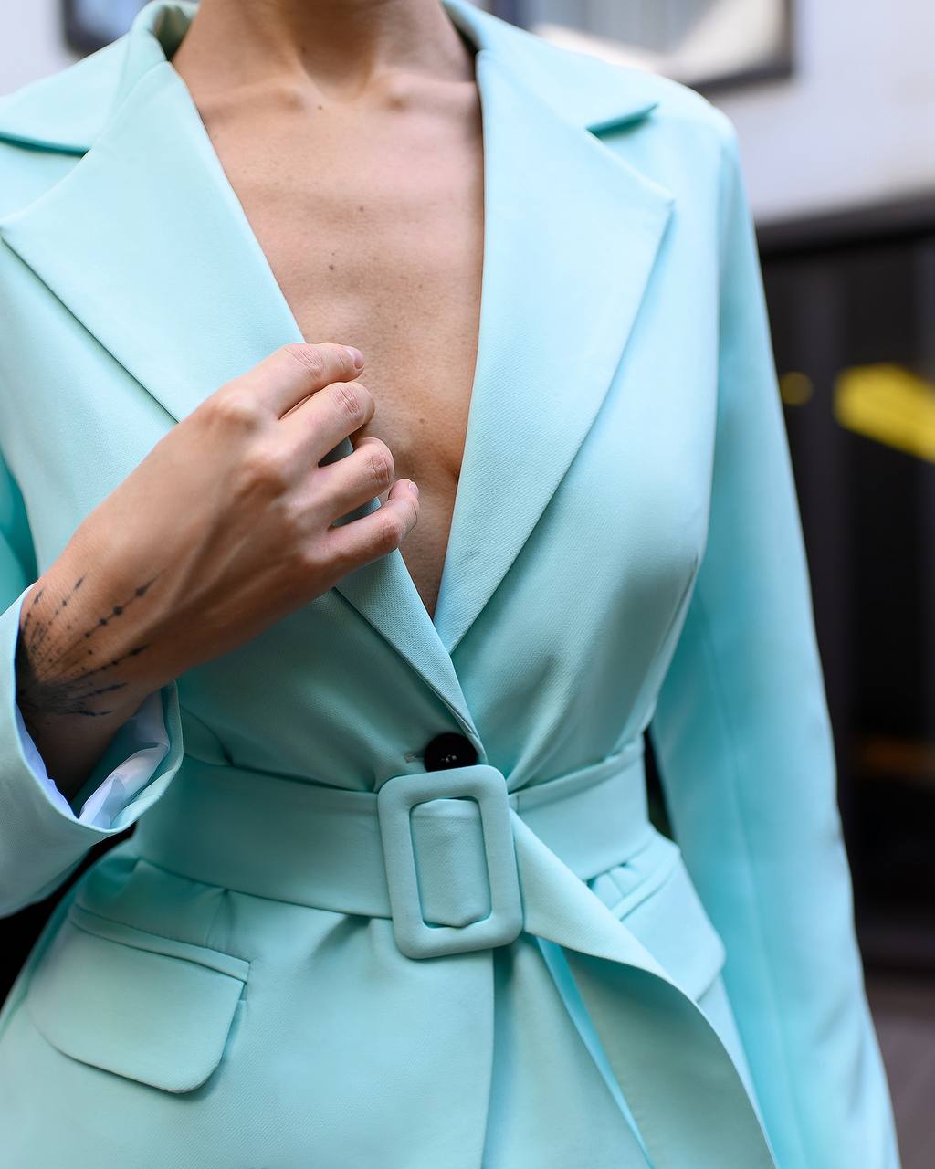 Two Piece Suit|Belted Single Breasted Blazer+Pants