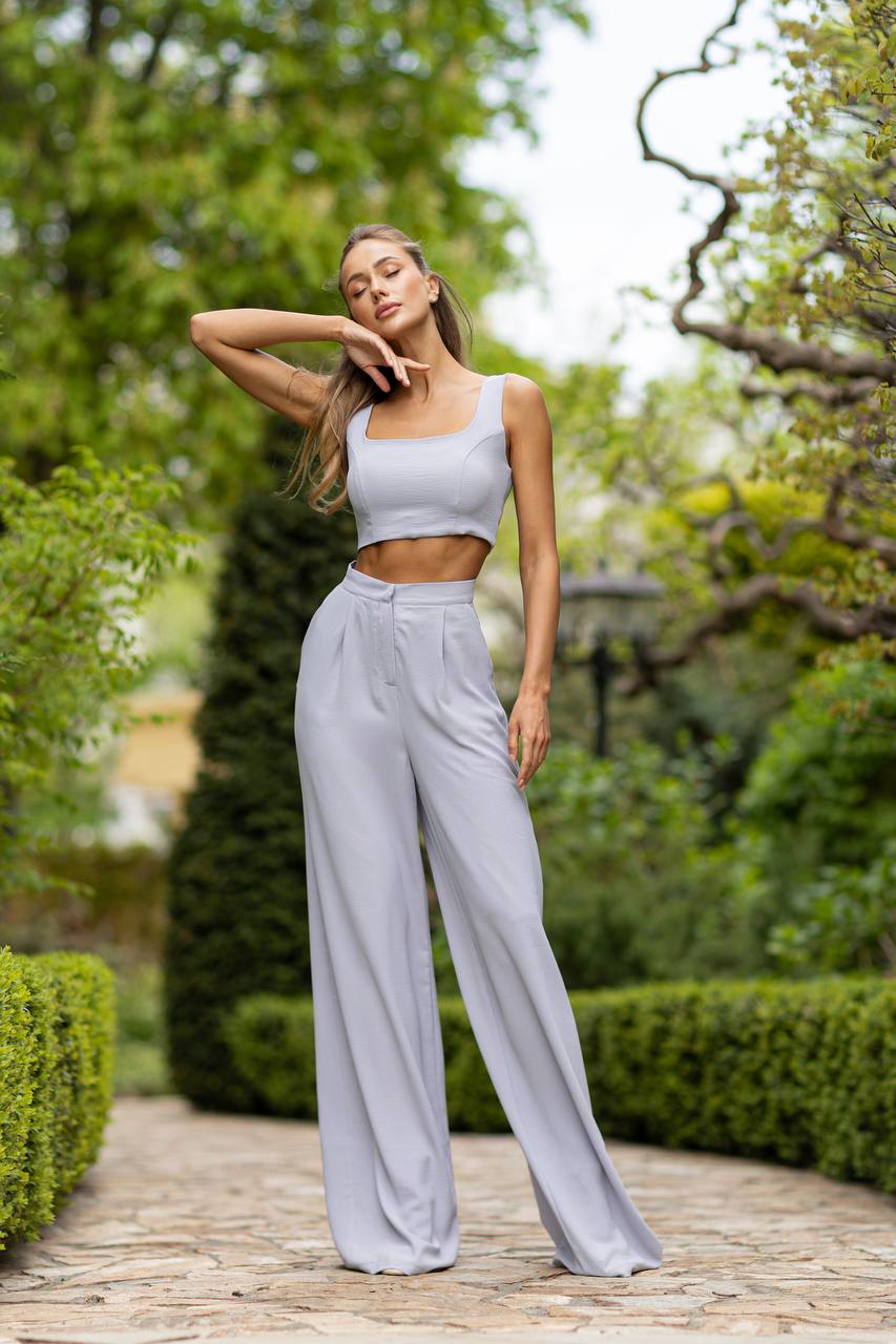 Two Piece Suit|Crop Top+ Wide Leg Pants