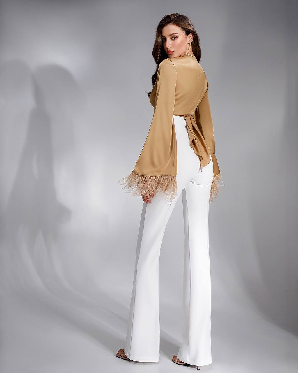 Long Sleeve Feather Blouse