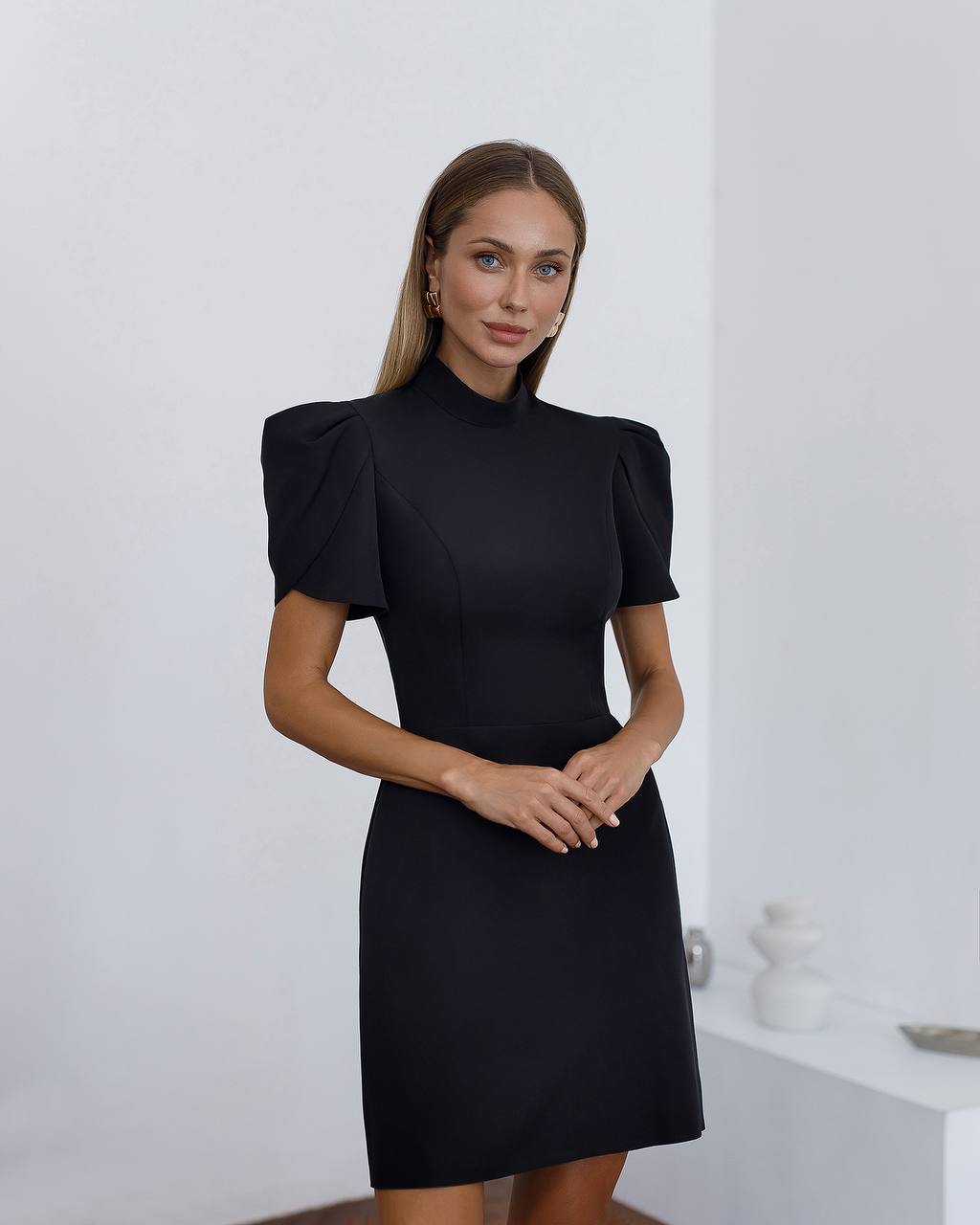 Mini Backless Turtleneck Dress Black / L Mini Backless Turtleneck Dress Black / L
