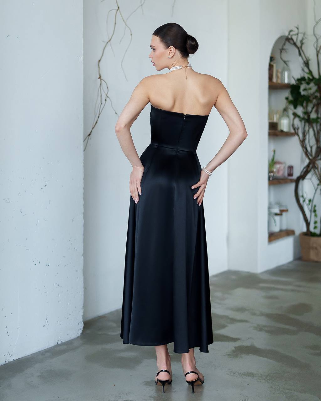 Elegant Silk Corset Dress Midi