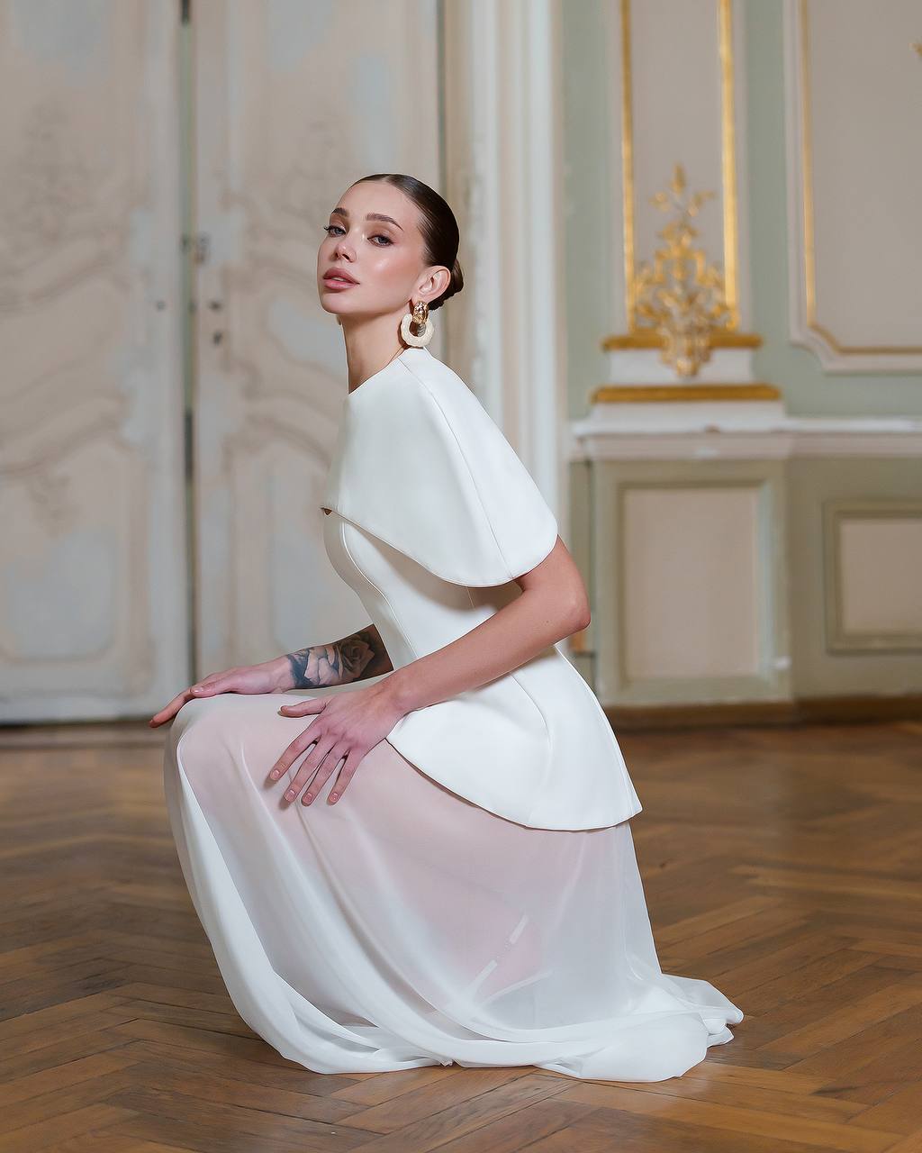Three Piece Wedding Dress with Cape