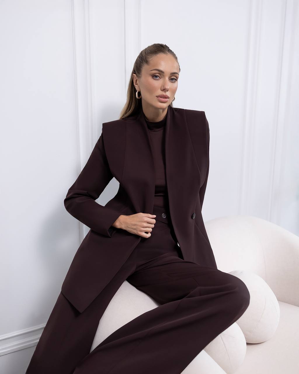 Timeless Women Pantsuit-Blazer with Wide Leg Pants