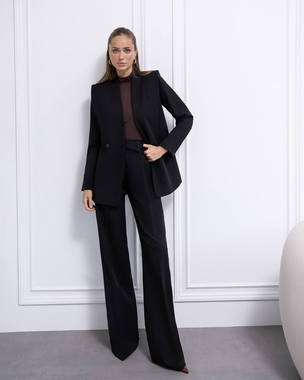 Timeless Women Pantsuit-Blazer with Wide Leg Pants
