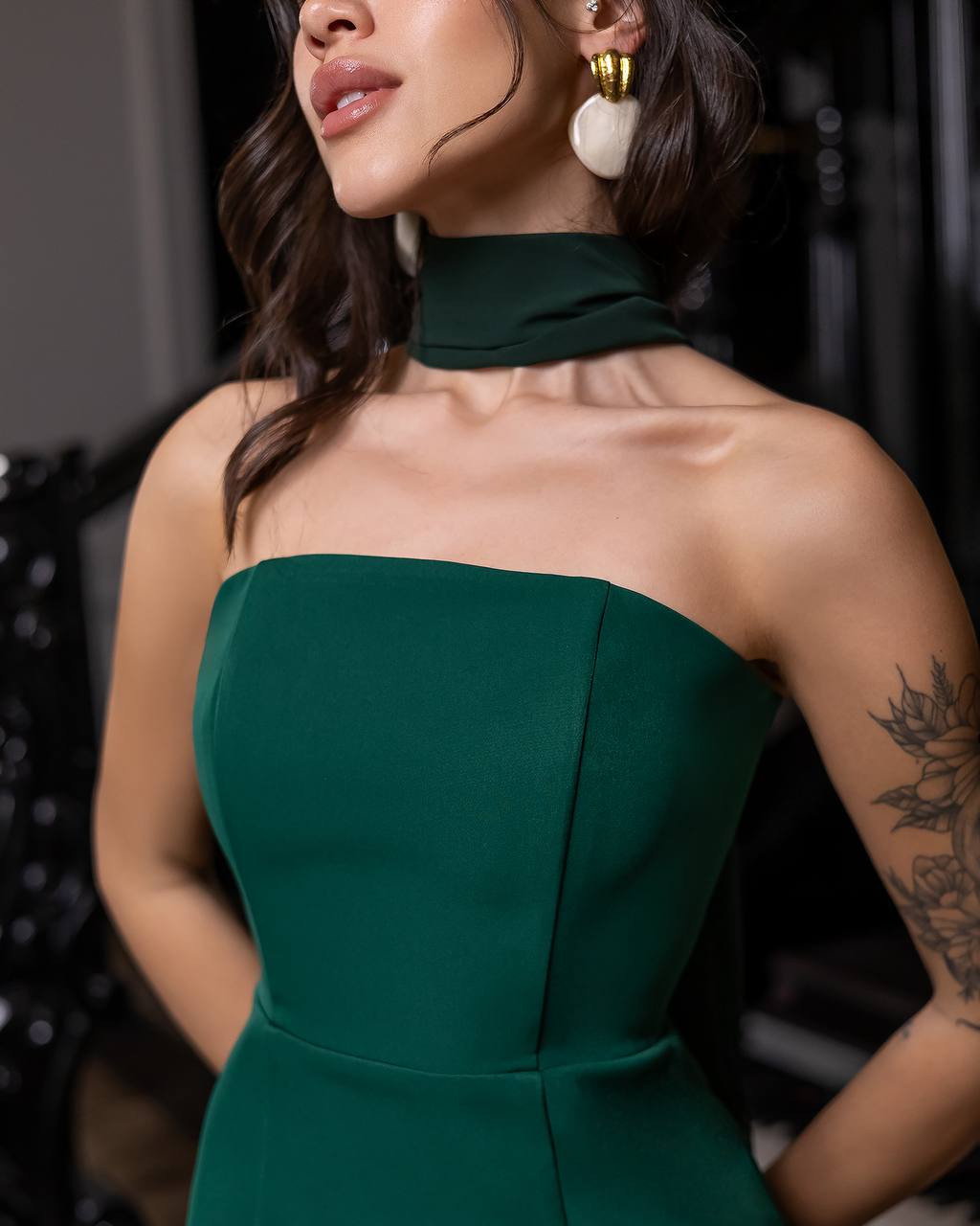 Elegant Maxi Evening Gown with Scarf