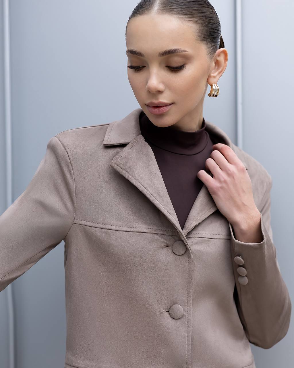 Stylish Suede Pant Suit with Bell Bottom Pants