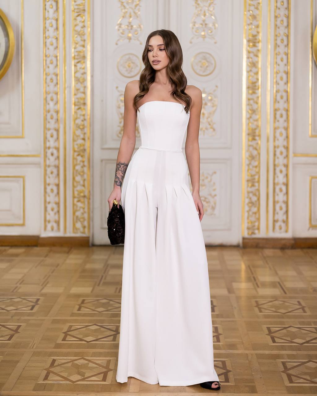 Wedding Jumpsuit- Sleeveless Wide Leg Jumpsuit White / XS