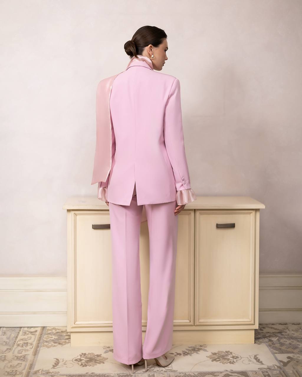 Women Single Breasted 2 Piece Suit with Straight Pants