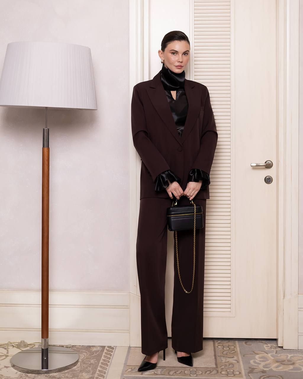 Women Single Breasted 2 Piece Suit with Straight Pants