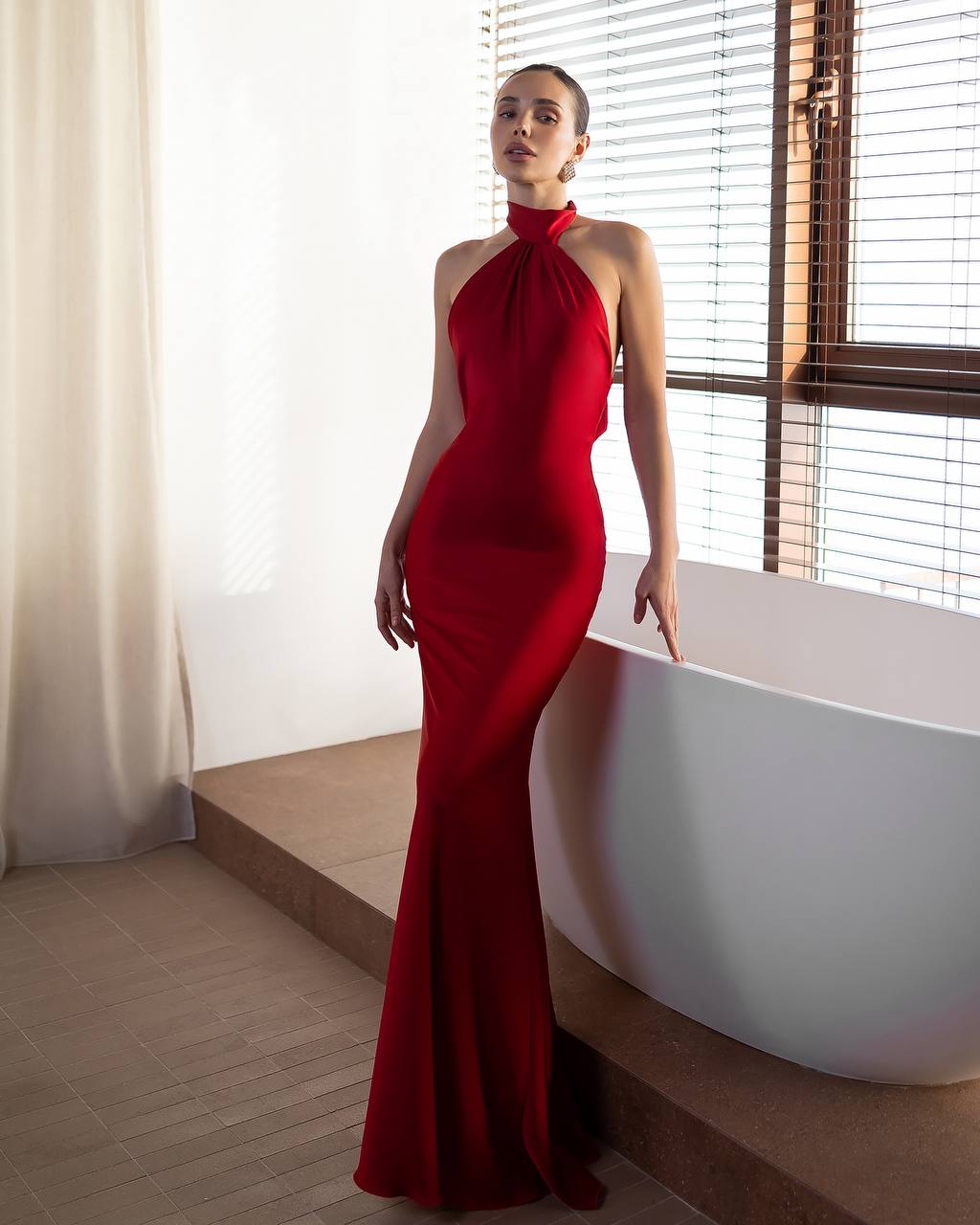 Halter Neck Sleeveless Silk Maxi Dress