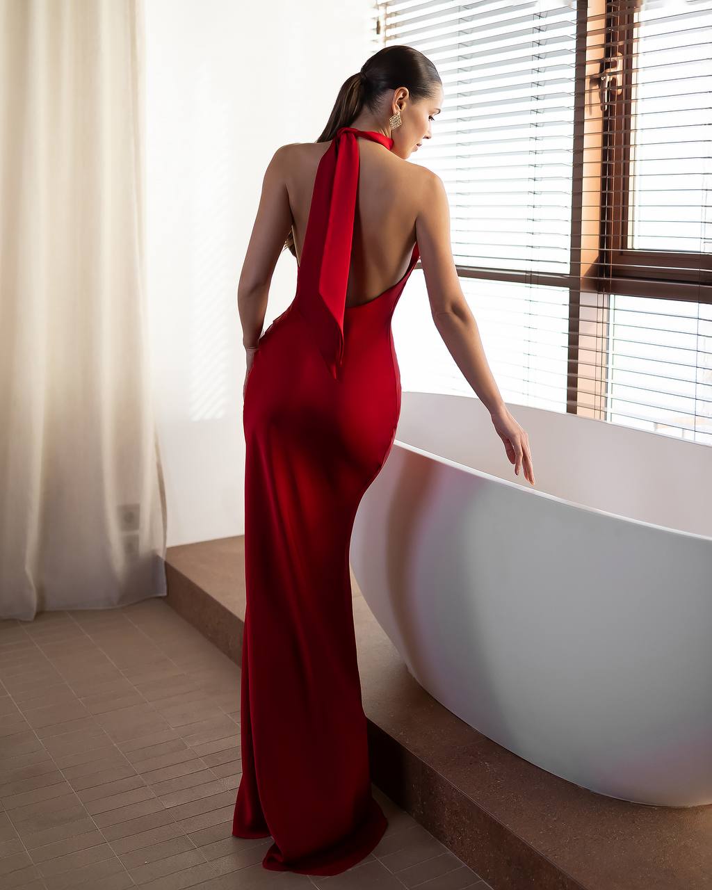 Halter Neck Sleeveless Silk Maxi Dress