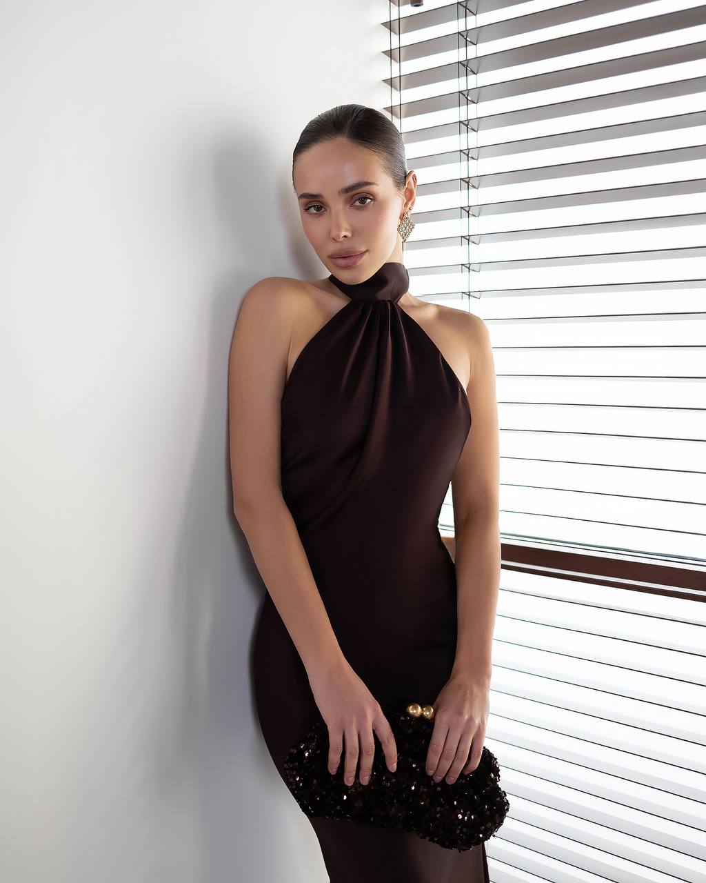 Halter Neck Sleeveless Silk Maxi Dress