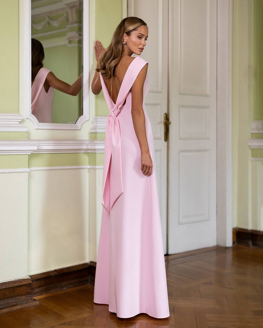 Backless Draped Shoulder Maxi Dress