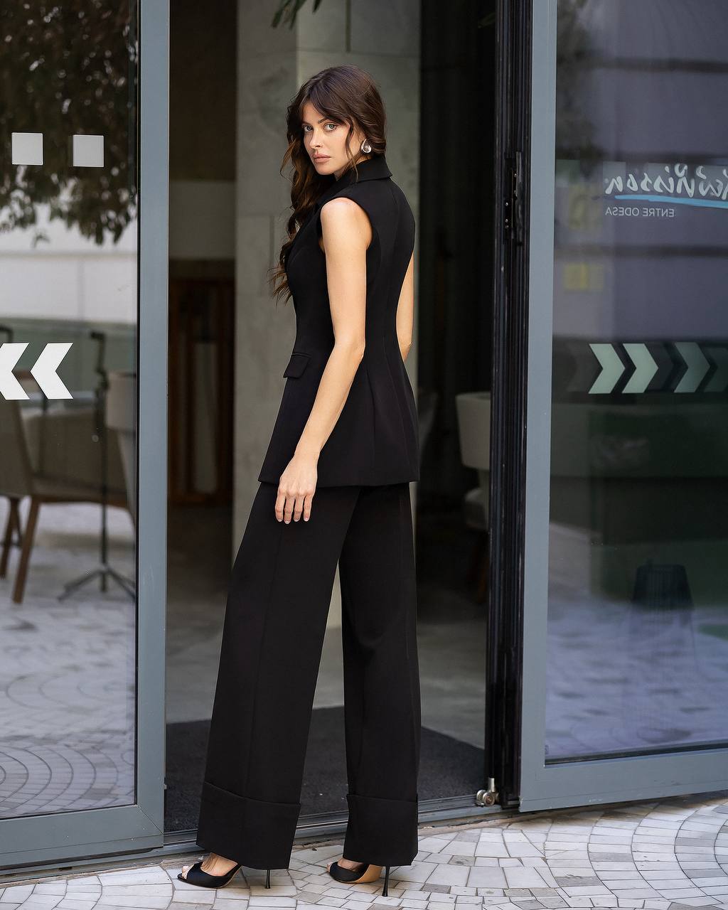 Three Piece Suit with Wrap Blazer, Longline Vest and Pants