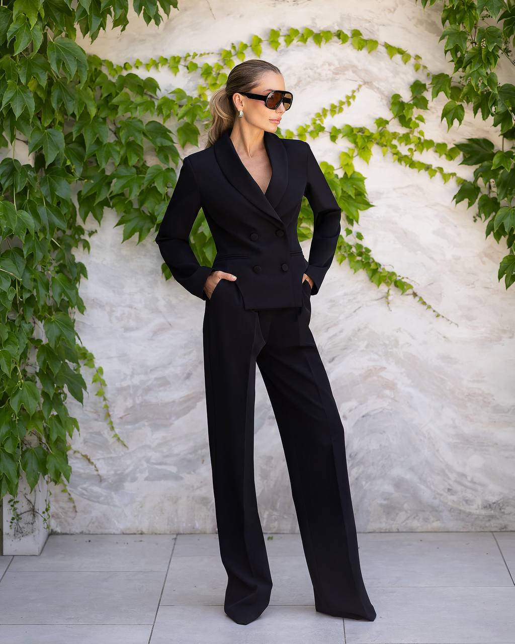 Women's Two Piece Suit | Cropped Blazer with Straight Pants