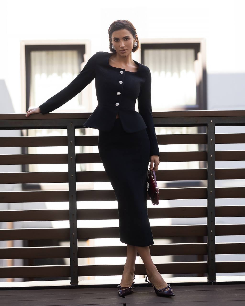 Elegant Tweed Skirt Suit | Blazer + Midi Skirt