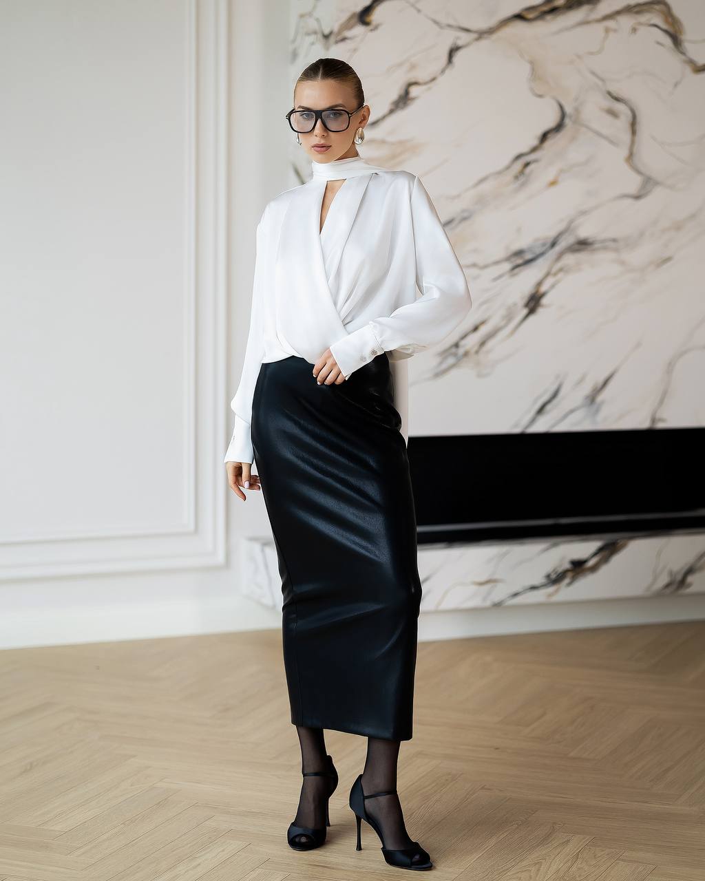 Women’s Faux Leather High Waisted Pencil Skirt