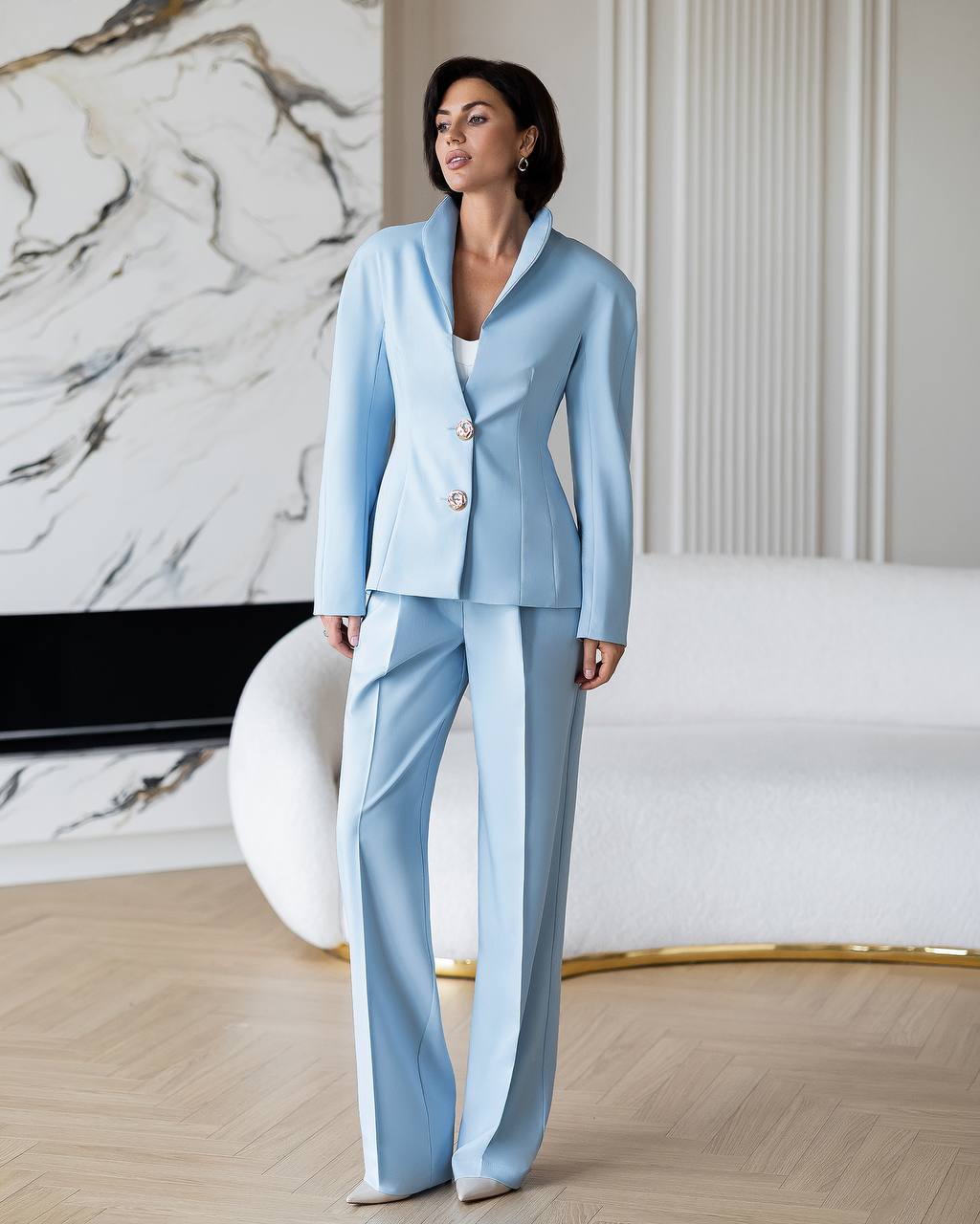 Women’s Two Piece Pantsuit | Blazer & Wide-Leg Pants
