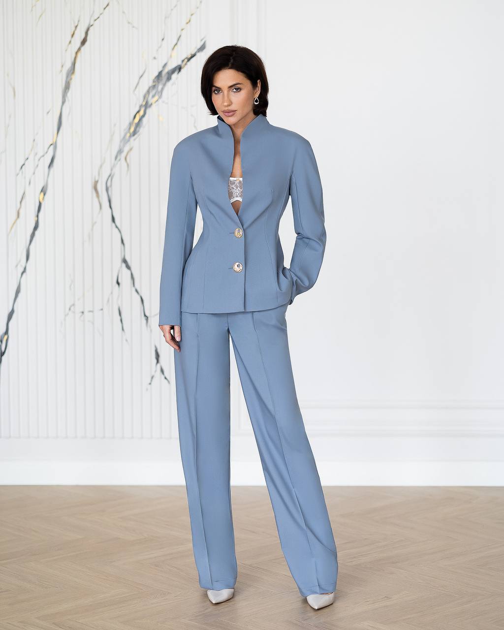 Women’s Two Piece Pantsuit | Blazer & Wide-Leg Pants