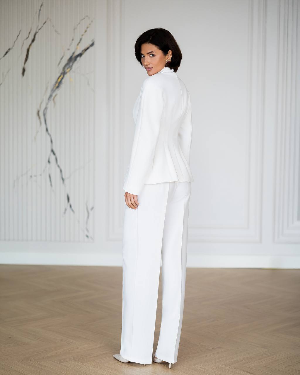 Women’s Two Piece Pantsuit | Double Breasted Blazer with Wide-Leg Pants