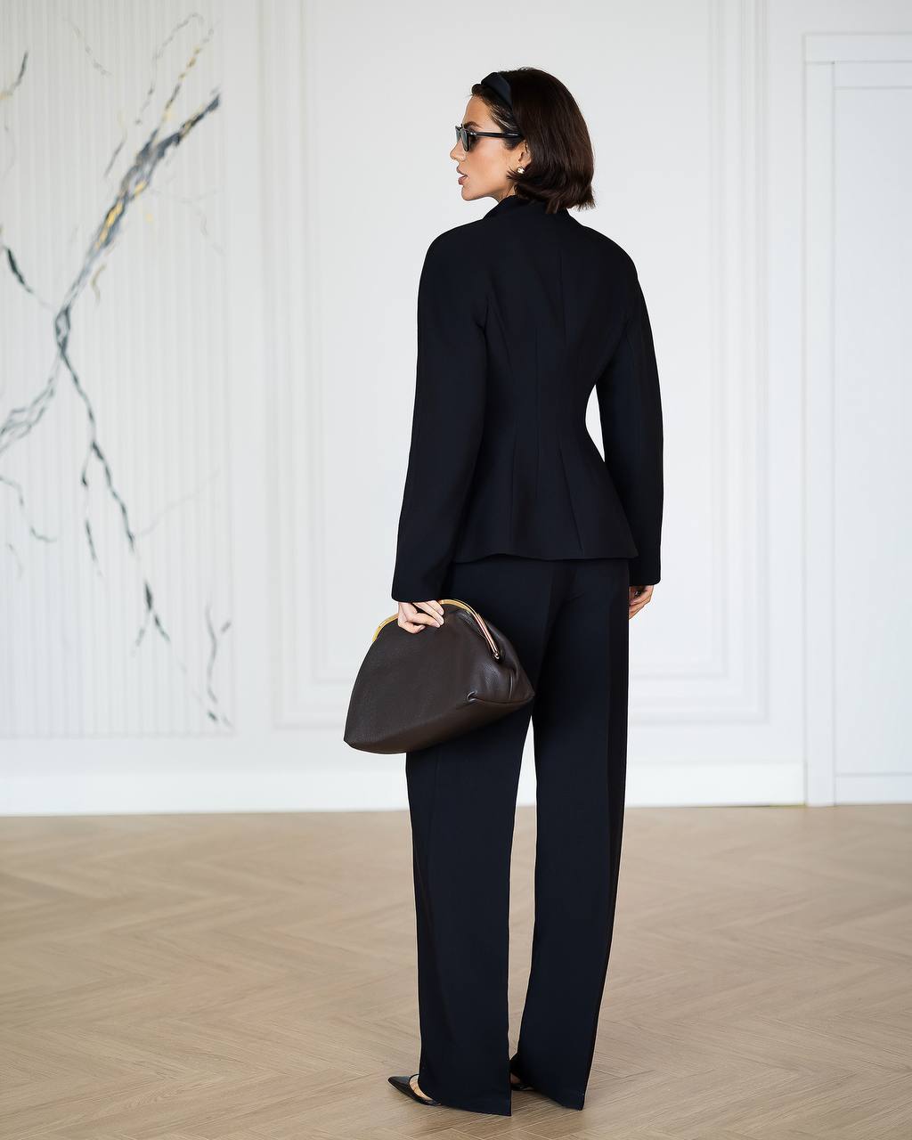 Women’s Two Piece Pantsuit | Double Breasted Blazer with Wide-Leg Pants