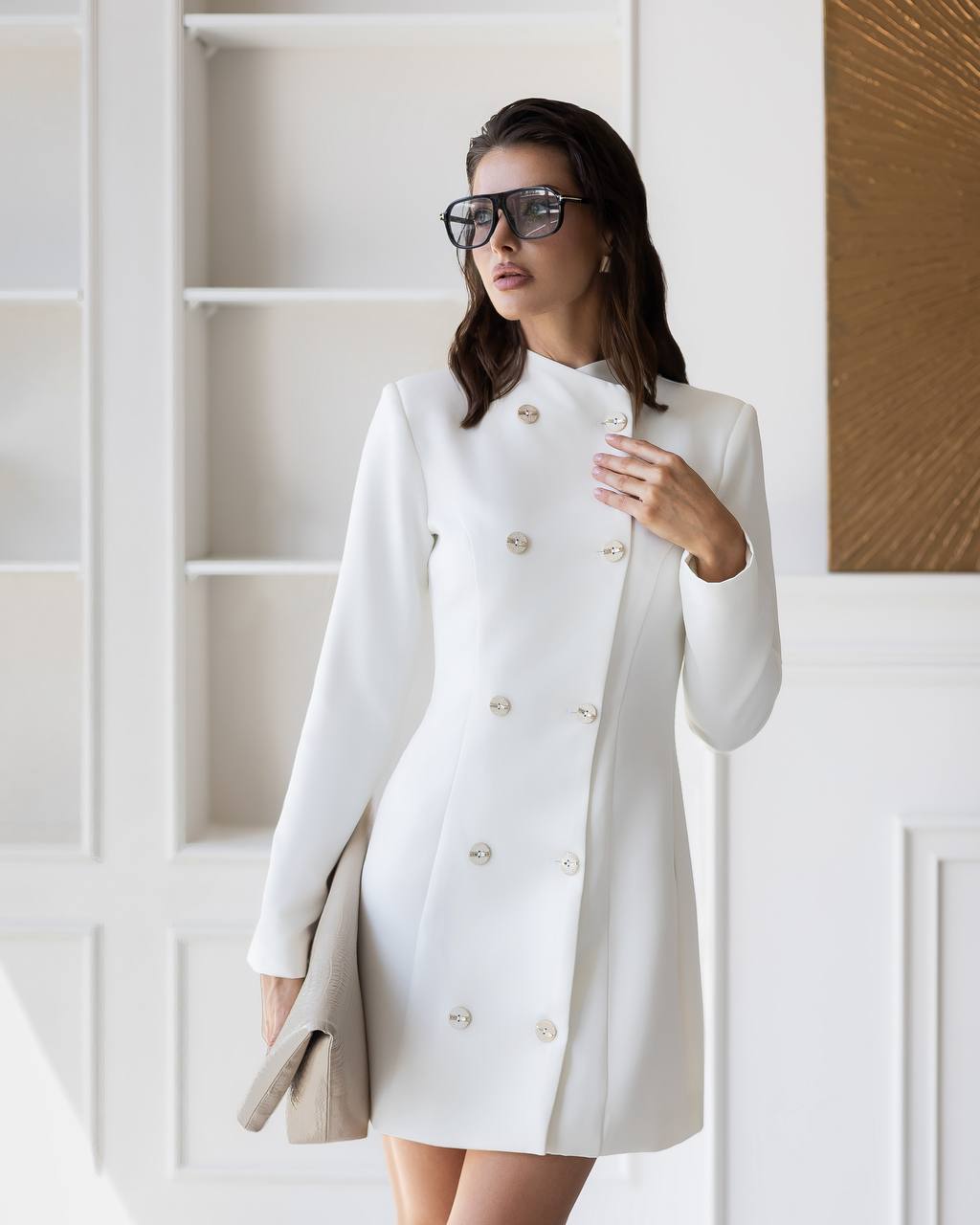 Fitted Buttoned Blazer Mini Dress