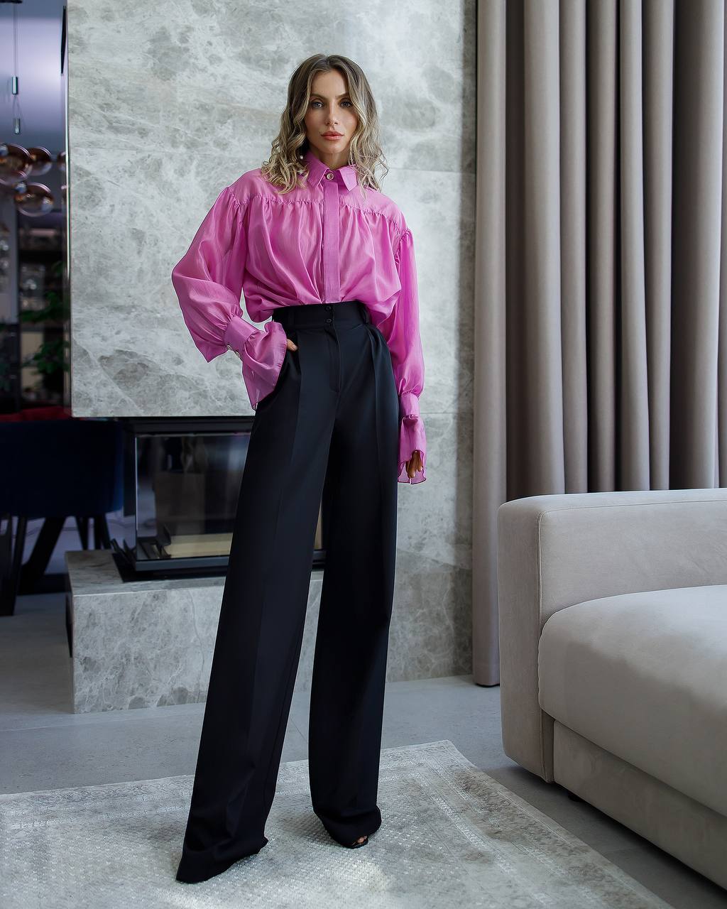 High Rise Wide Leg Pants with Pockets