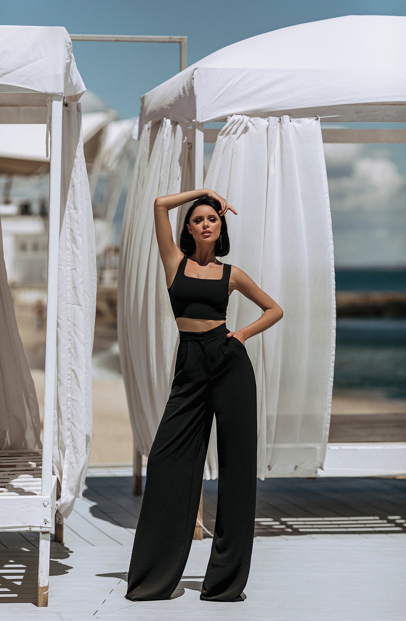 Two Piece Suit|Crop Top+ Wide Leg Pants