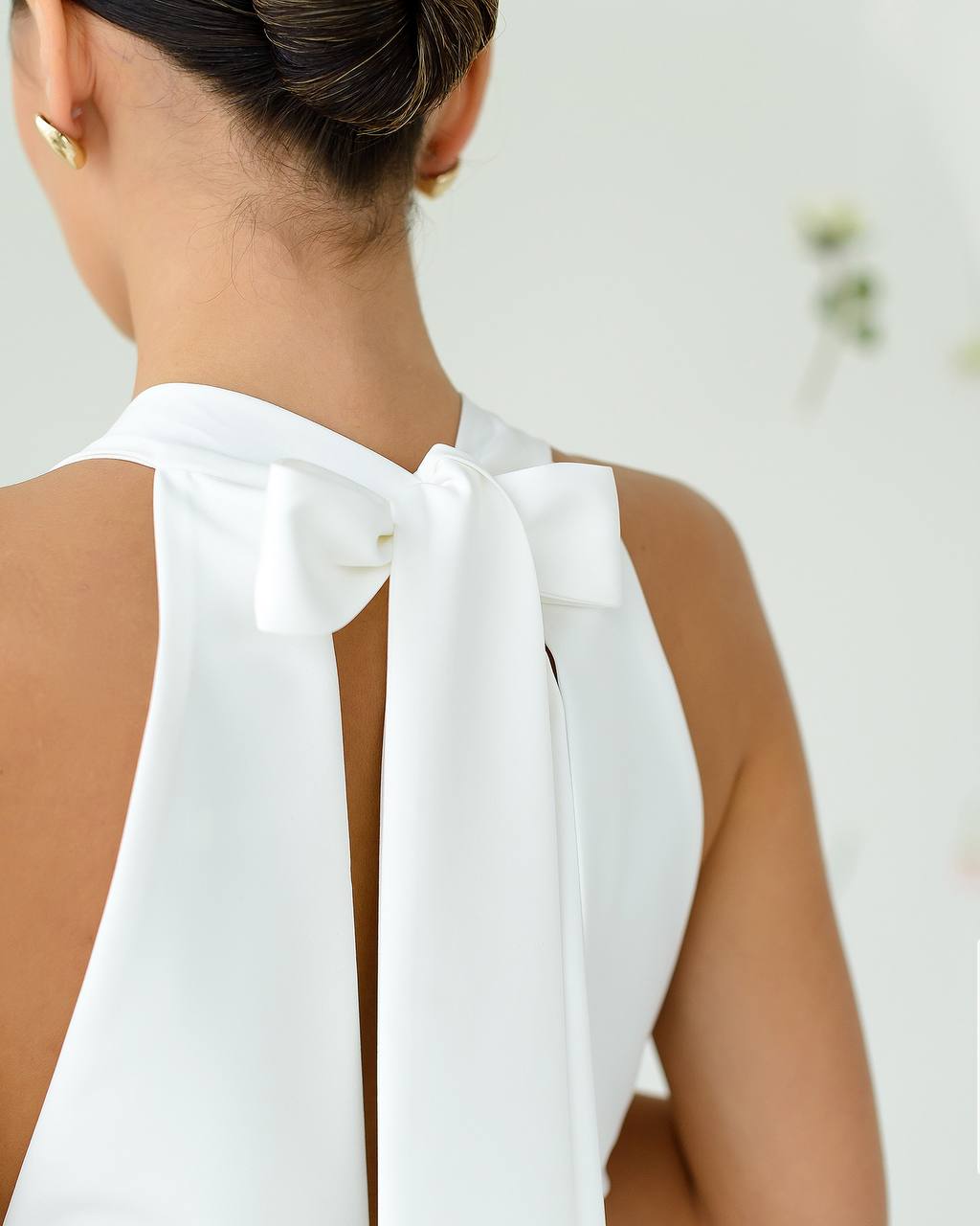 White Mini Bow Back Dress