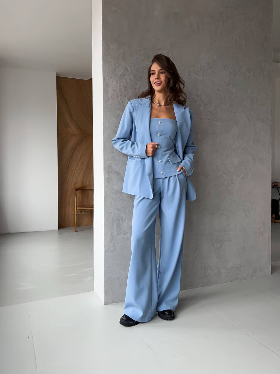 Three Piece Suit| Blazer+Corset+ Wide Leg Pants