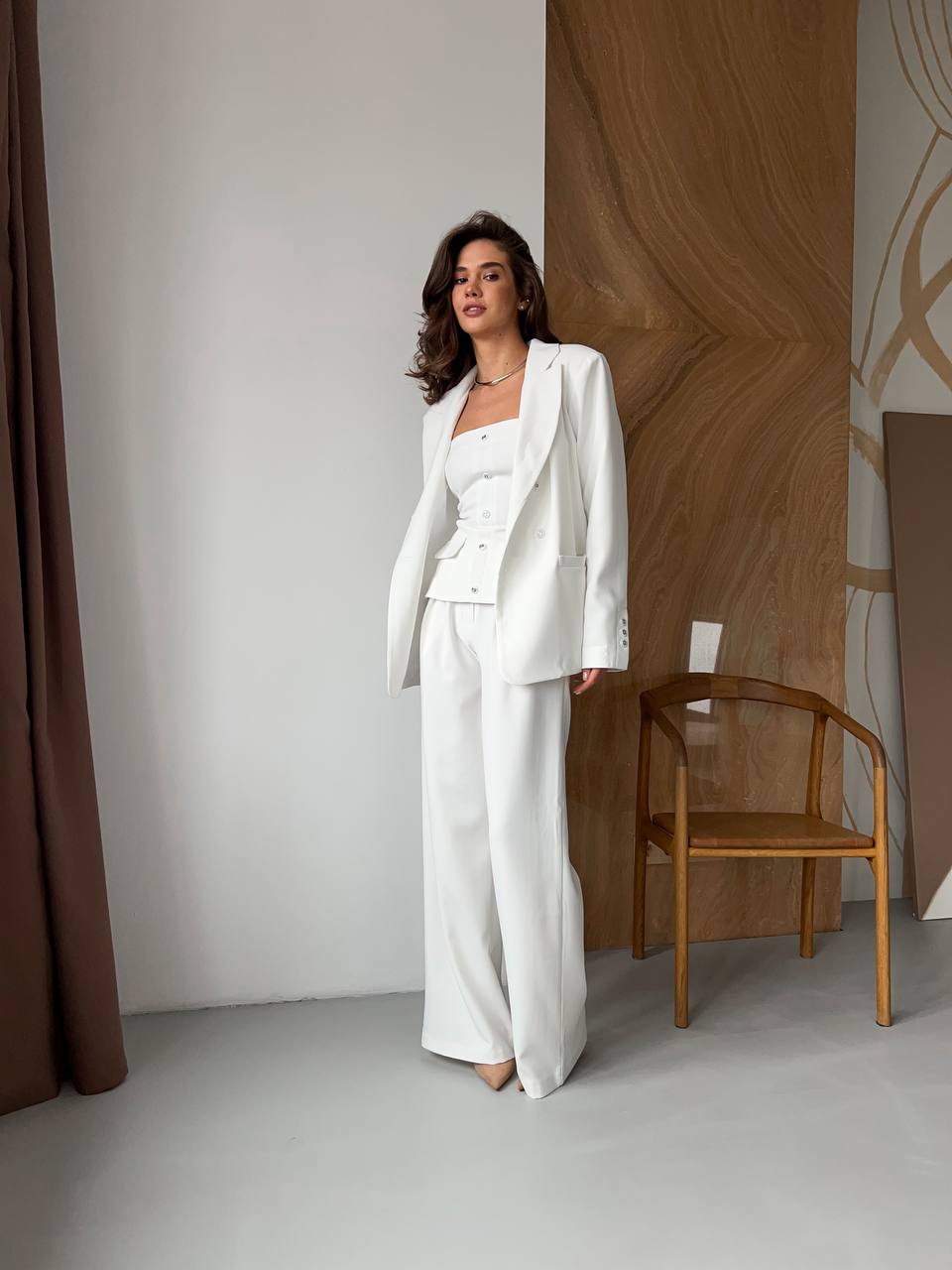 Three Piece Suit| Blazer+Corset+ Wide Leg Pants