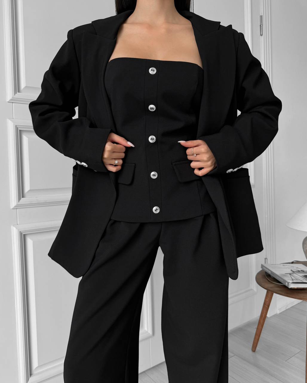 Three Piece Suit| Blazer+Corset+ Wide Leg Pants