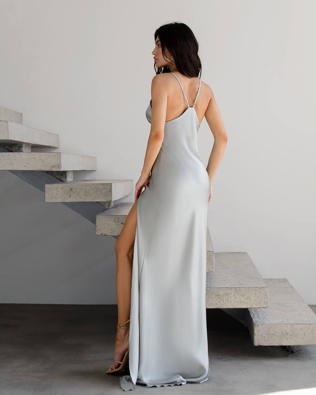 Maxi Backless Spaghetti Strap Slit Dress