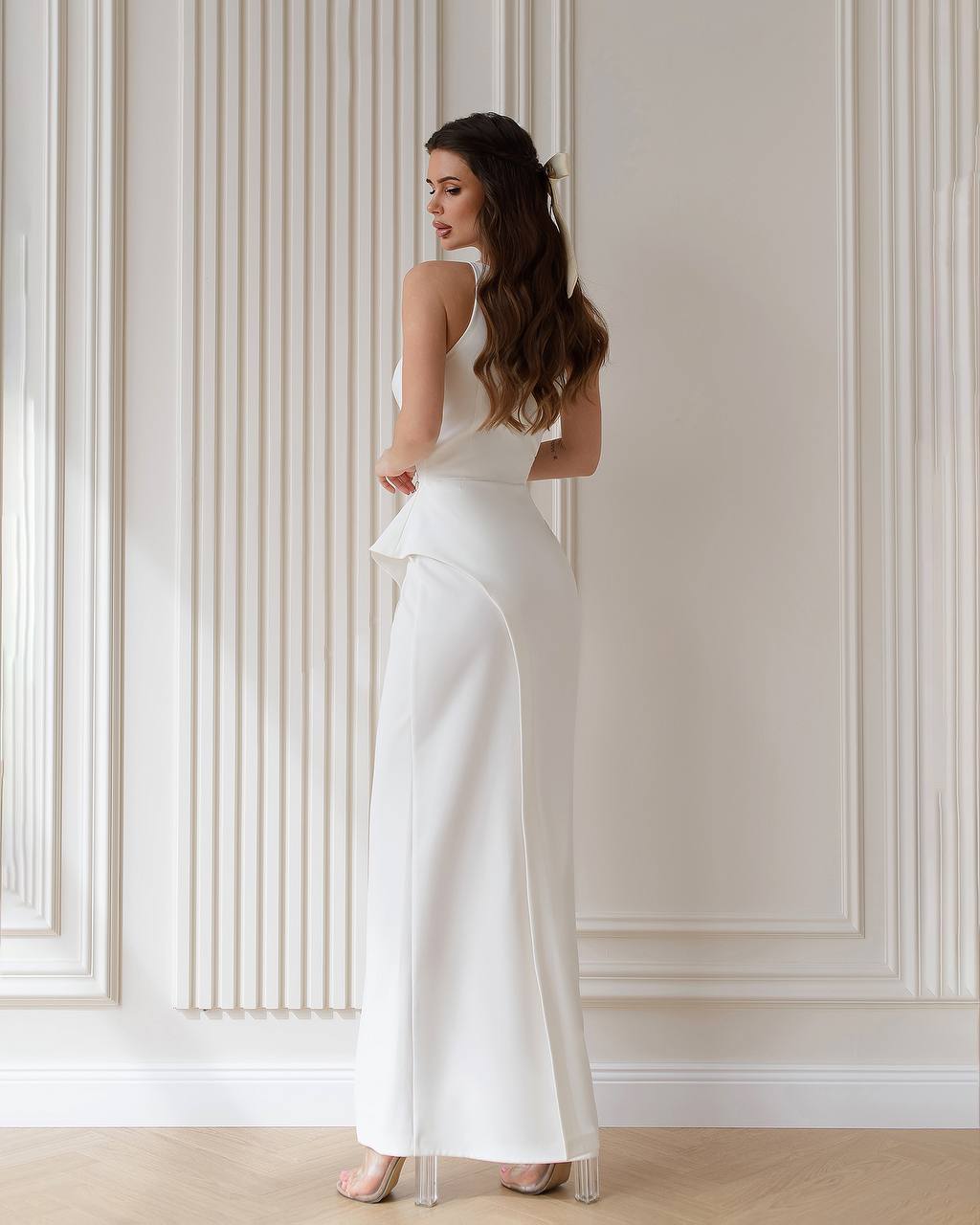 One Shoulder White Bridal Dress