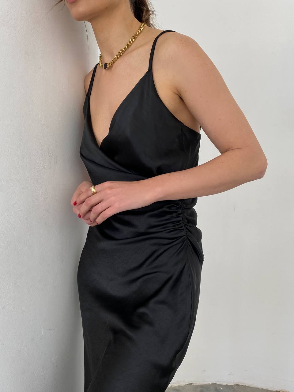 Black Slip Midi Dress