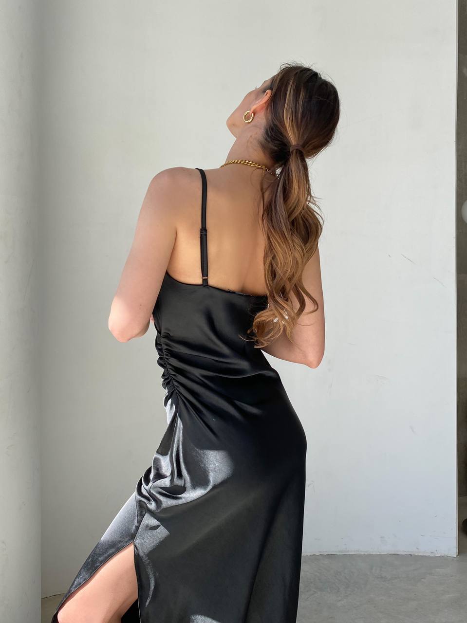 Black Slip Midi Dress