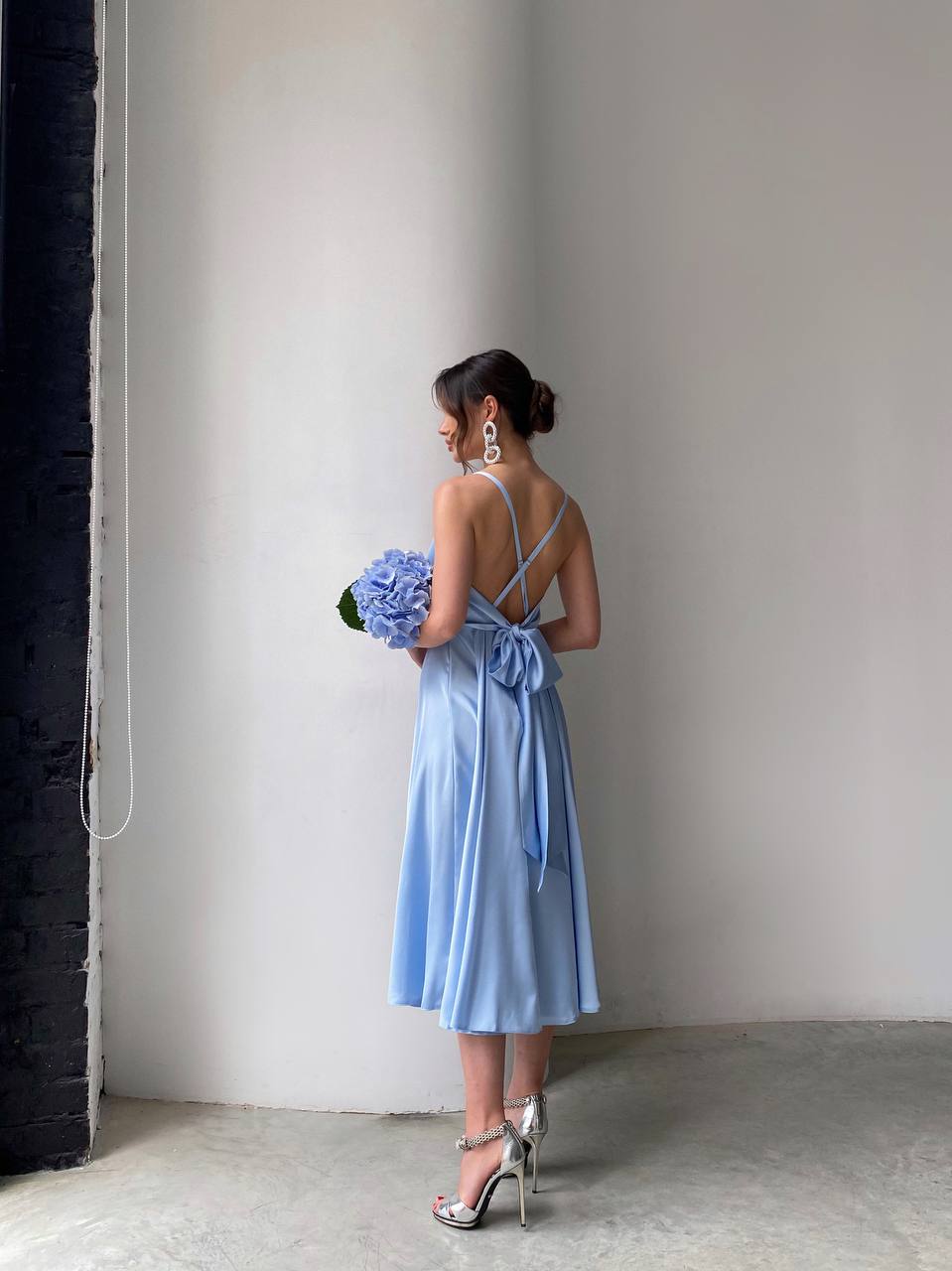 Blue Backless Sun Skirt Dress