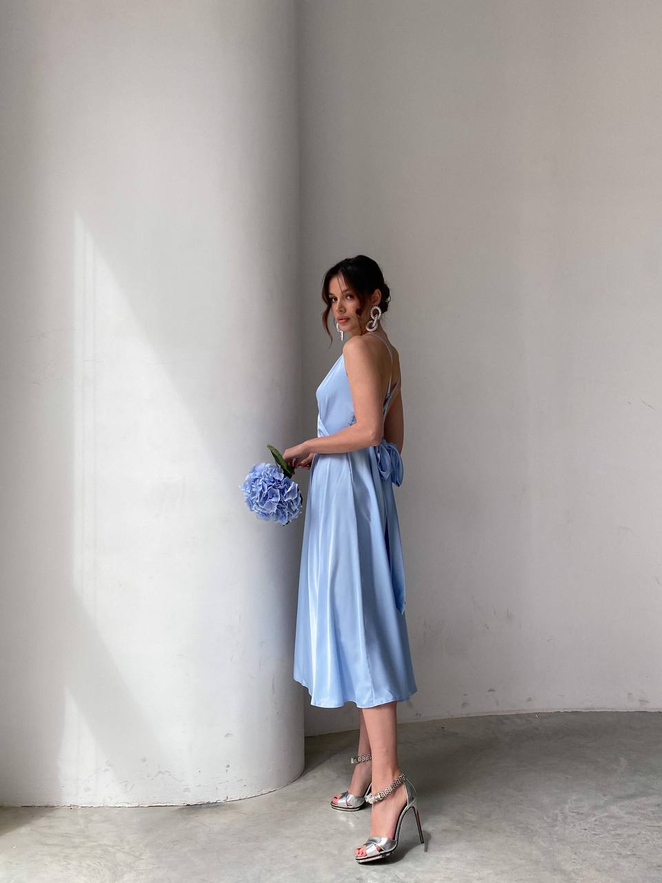 Blue Backless Sun Skirt Dress