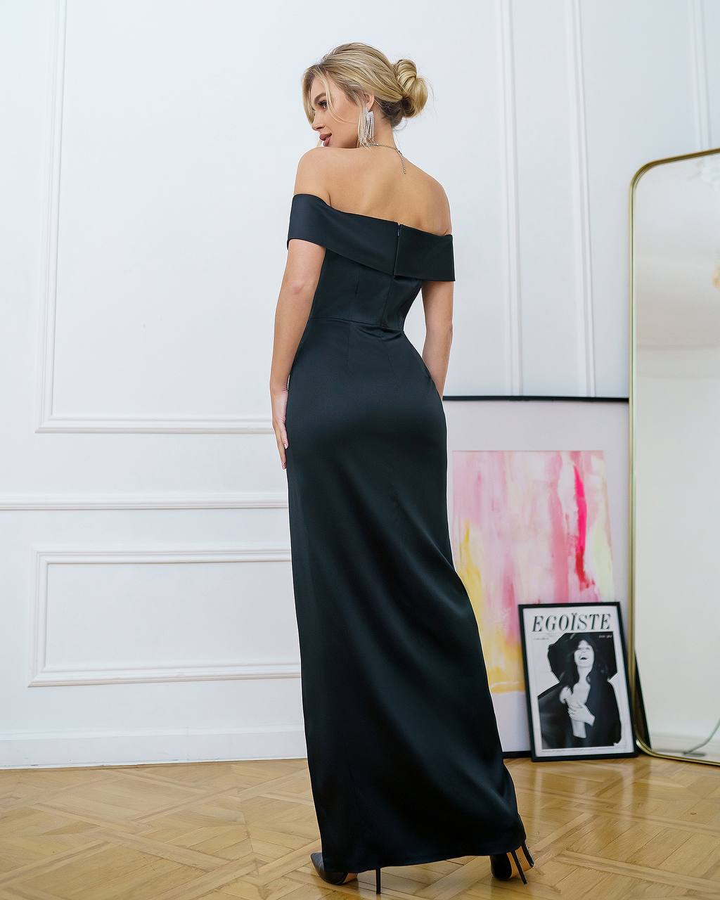 Off The Shoulder Maxi Black Dress