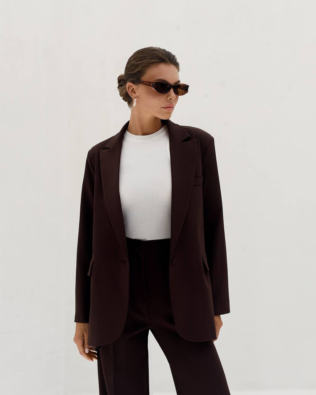 Single Breasted Blazer+High Waisted Pants