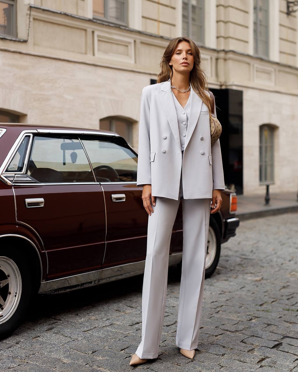 Elegant Three Piece Suit | Blazer + Vest + Straight Leg