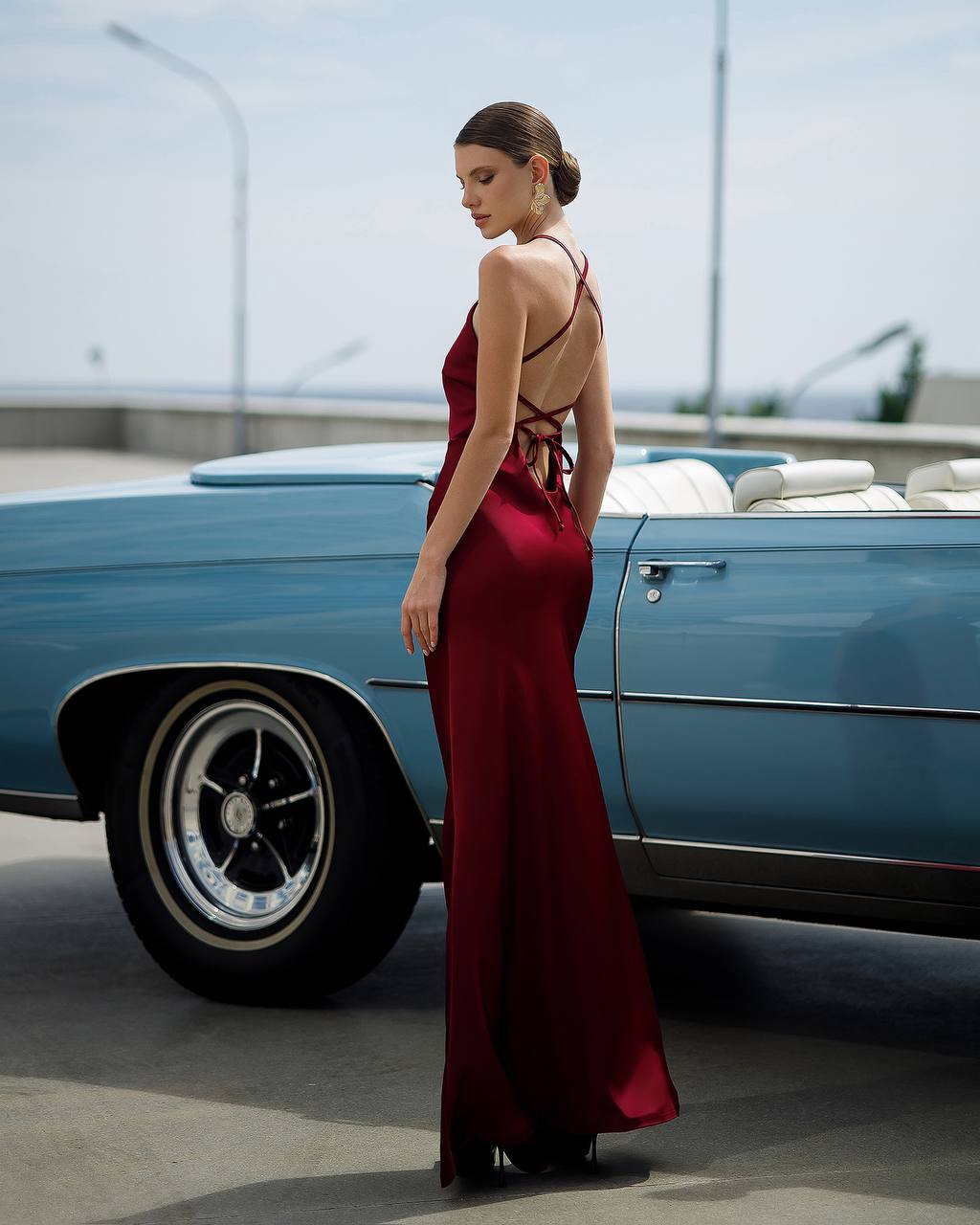 Elegant Cross Back Strap Maxi Dress